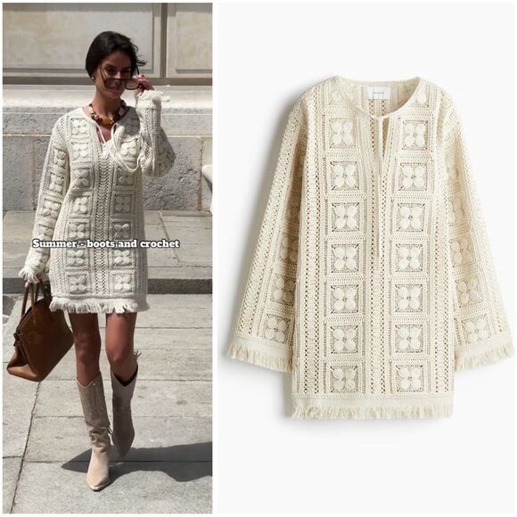 H&M Edition Crochet-Look Tunic Dress New - Picture 4 of 10